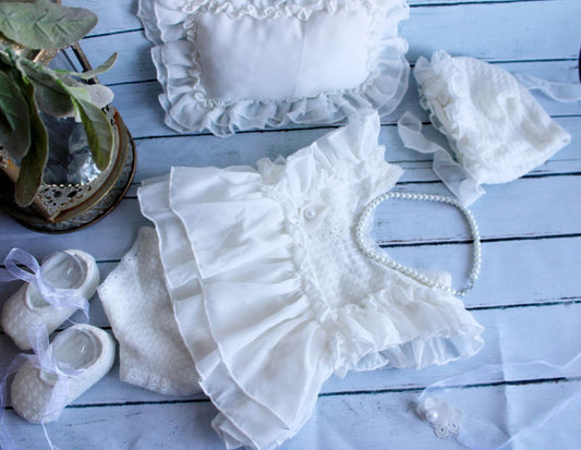 5pc White Newborn Photography Set