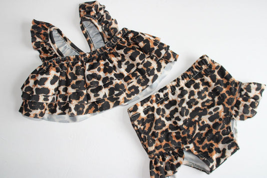 Cheetah Print 2pcs Bathing / Swim Suit