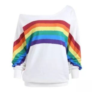 Rainbow, One Shoulder, Oversized Top