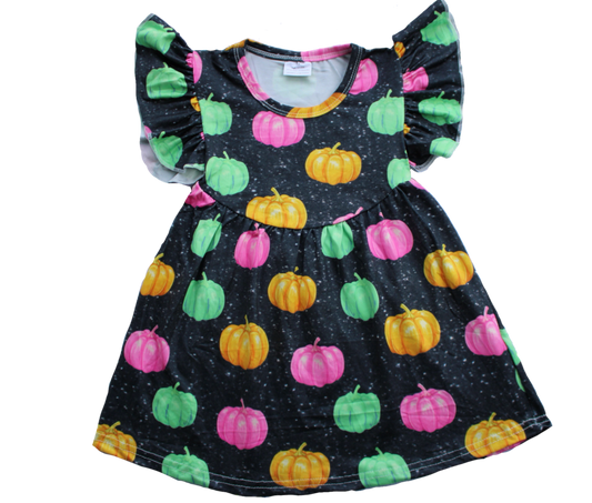 Colorful Pumpkins Girls Twirly Dress