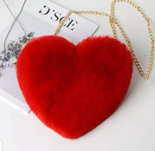 Faux fur Heart Purse