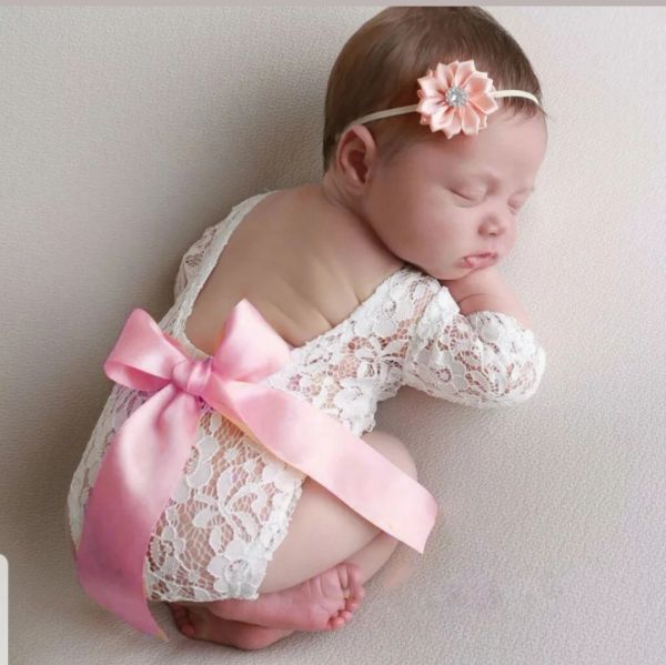 0-6m Baby, Satin Tie, Bodysuit & Headbow