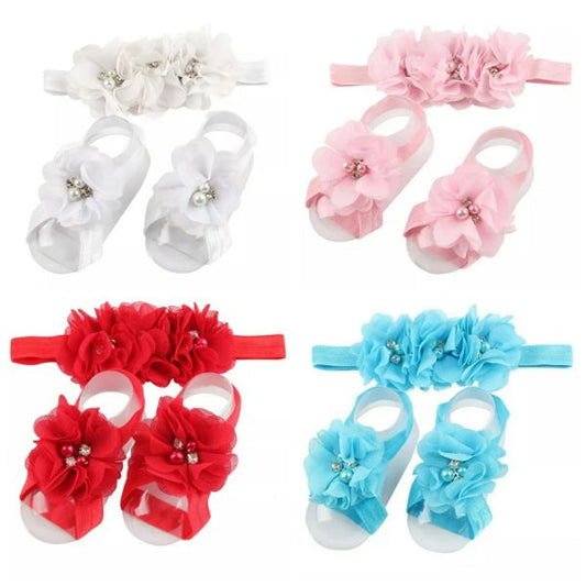 Tulle Flower Footsies & Headband set