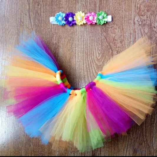 Rainbow Tutu Headband set